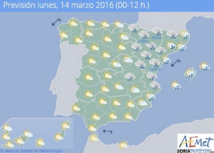 Posibles precipitaciones débiles este lunes