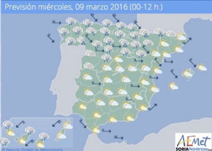 Precipitaciones con cota de nieve en unos 800 metros