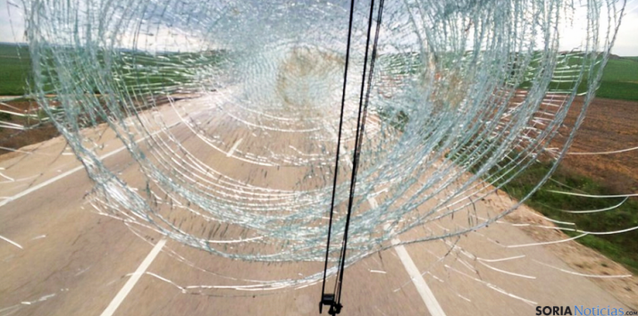 Estado del cristal del autobús./navarra.com