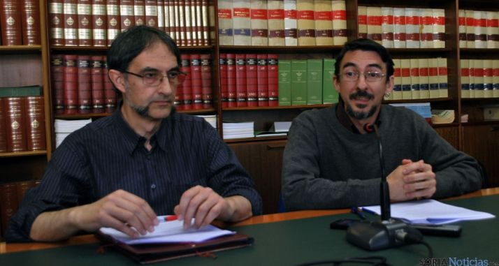 Agustín Calvo y Juan Alberto Romero, de Sorian@s, este jueves. / SN