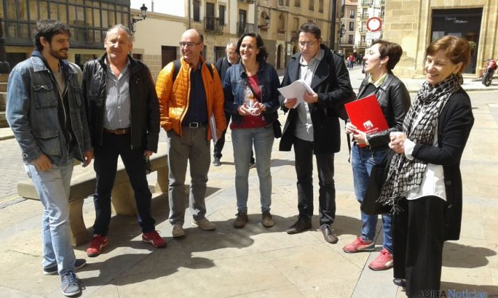 Miembros de la candidatura conjunta, hoy en Soria.