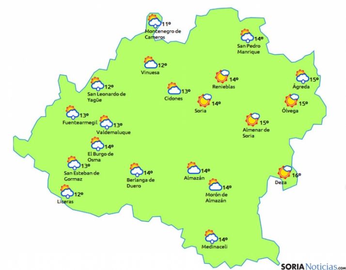 Mapa para este domingo./eltiempo.es