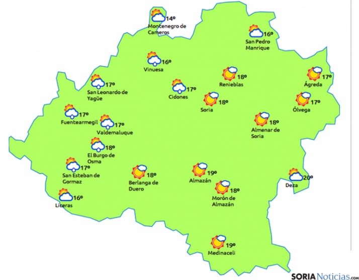 El mapa para este viernes./eltiempo.es