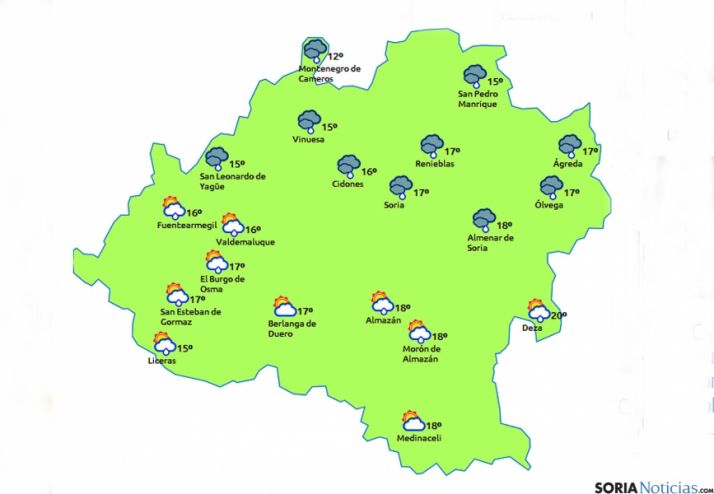 Previsión para este viernes./eltiempo.es