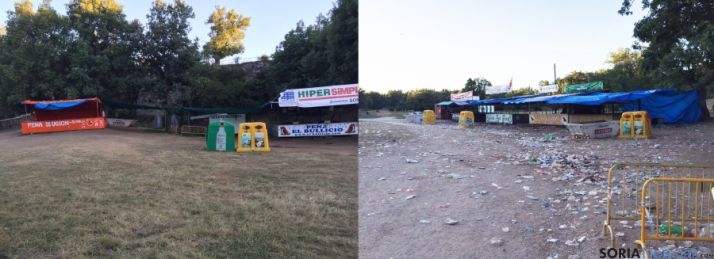 Valonsadero antes y después de ser limpiado. SN