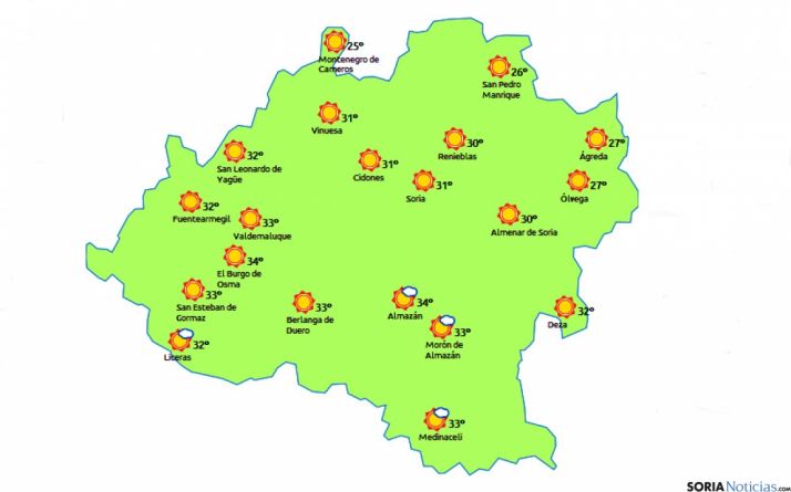 Previsión para este jueves./eltiempo.es