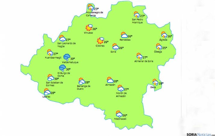 El mapa para esta tarde./eltiempo.es