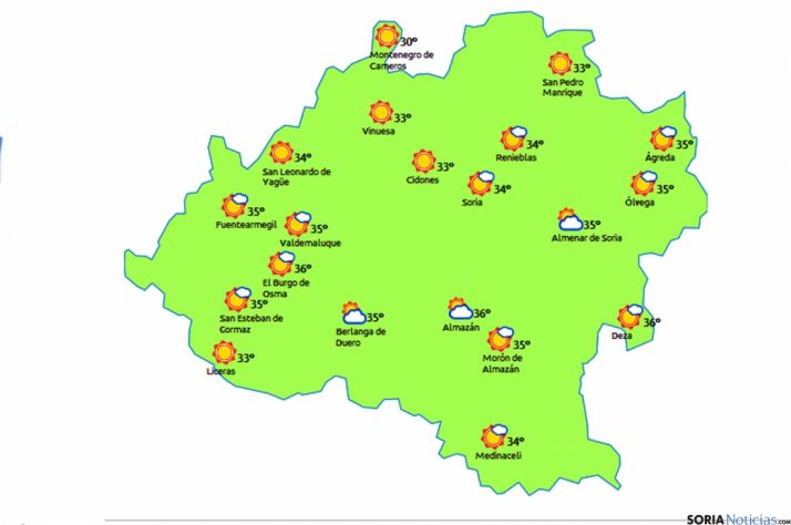 Altas temperaturas este martes./eltiempo.es