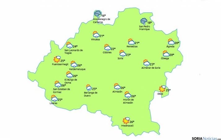 El mapa para esta tarde./eltiempo.es