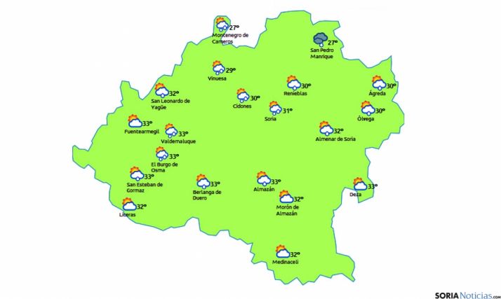El mapa para esta tarde./eltiempo.es