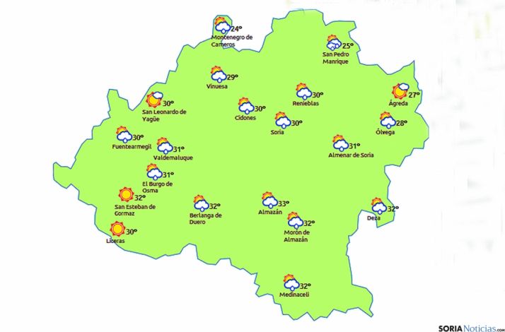 Mapa para esta tarde./eltiempo.es