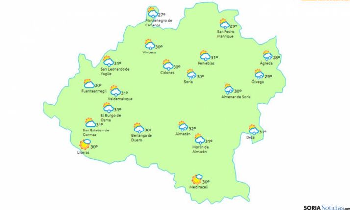 Nubes y precipitaciones aisladas. / www.eltiempo.es.