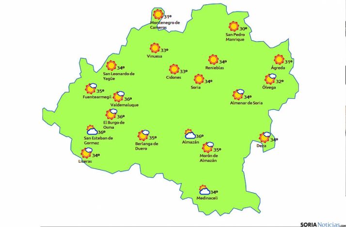 El mapa para este miércoles./eltiempo.es