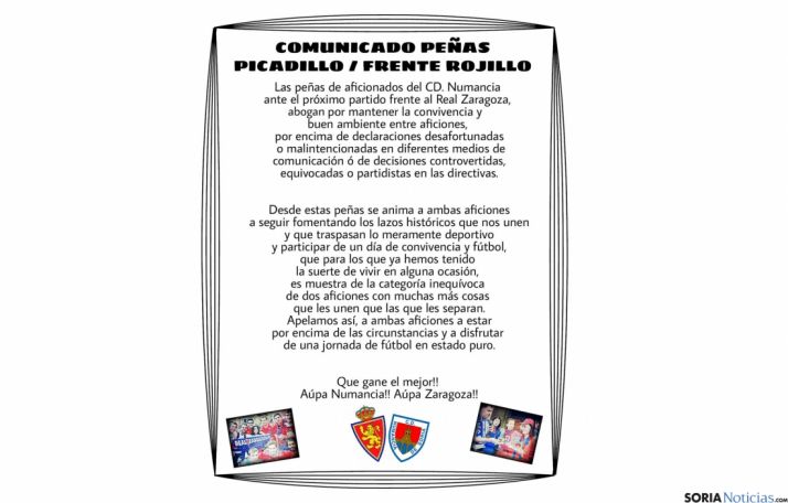 El comunicado de las dos peñas.