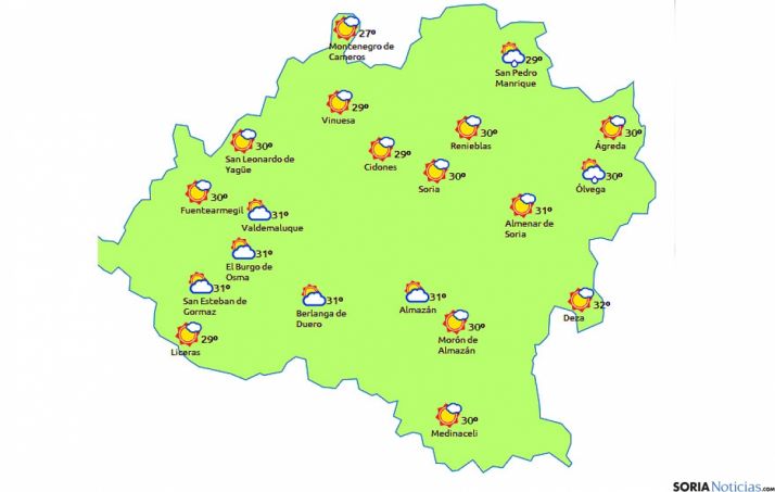La previsión para este lunes./eltiempo.es