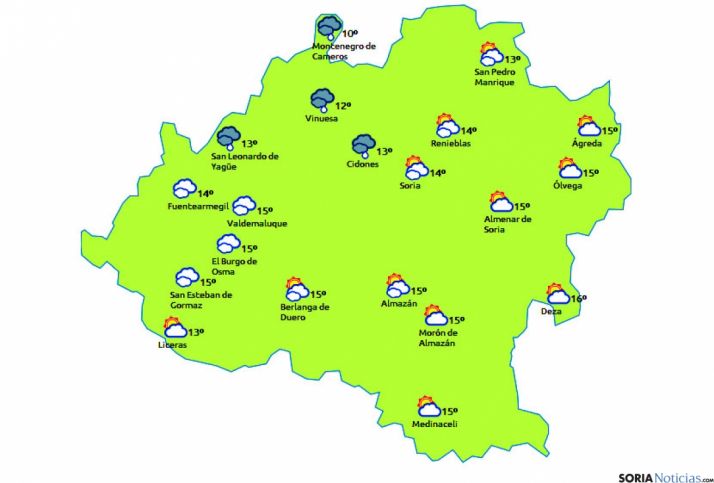El mapa para este jueves./eltiempo.es