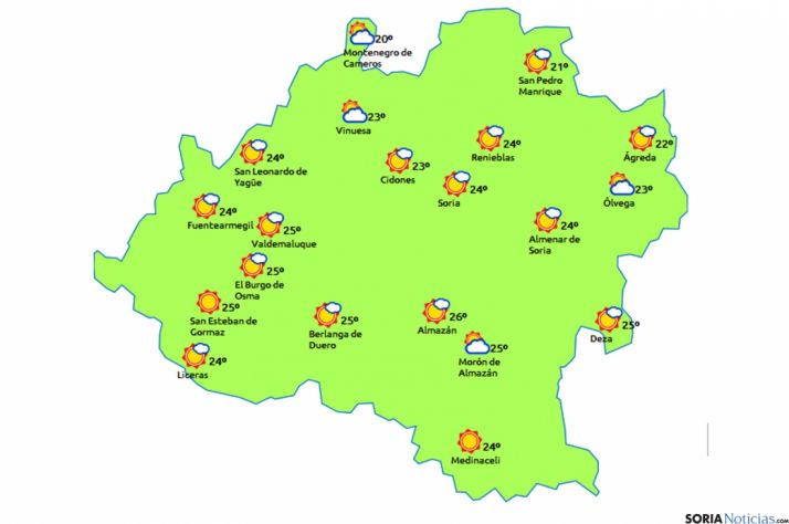 El mapa para este miércoles./eltiempol.es