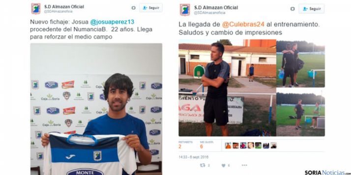 Josua Pérez y José Antonio Culebras, jugadores de la SD Almazán.