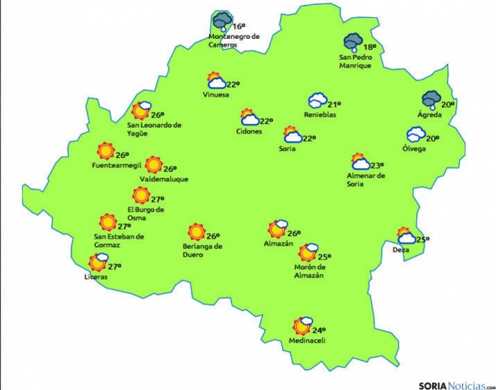 El mapa para este jueves./eltiempo.es