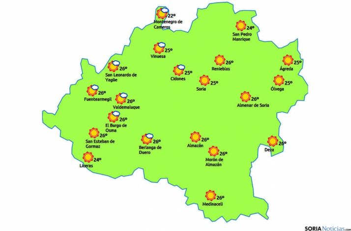 Mapa para este lunes./eltiempo.es