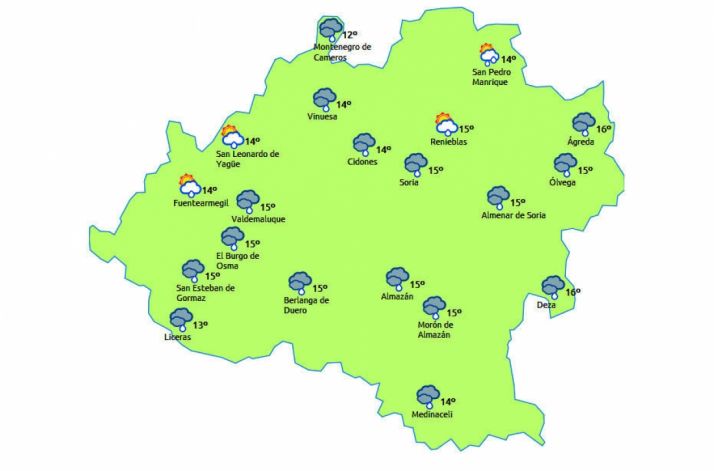 El mapa del tiempo este jueves./eltiempo.es
