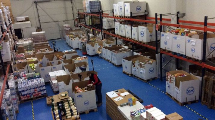 El almacén del BALSO este lunes, a falta de recibir las donaciones en la provincia. / BALSO