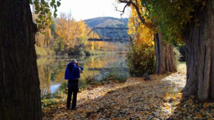 Un turista, en las orillas del río, en las inmediaciones del puente de hierro. / SN