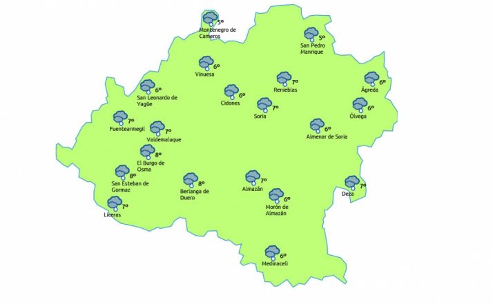 La previsión para este martes./eltiempo.es