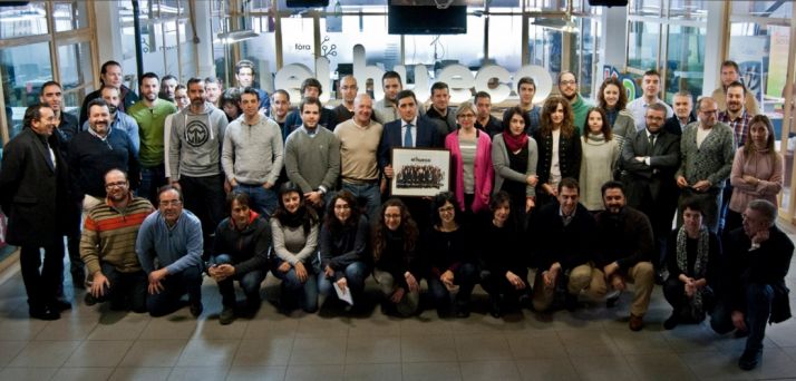 Foto de familia en El Hueco este miércoles.