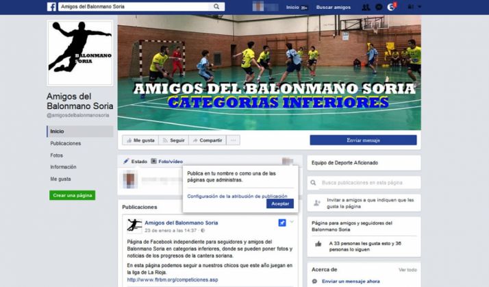 Imagen del perfil en la red social.