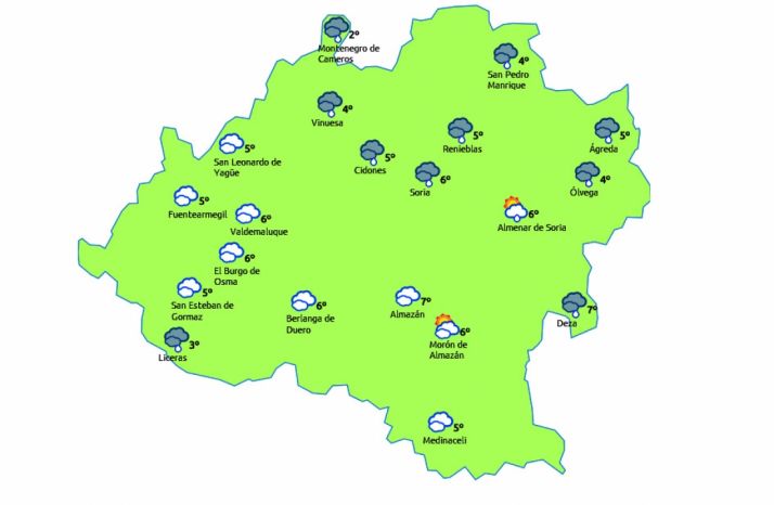 Mapa para este lunes. /eltiempo.es
