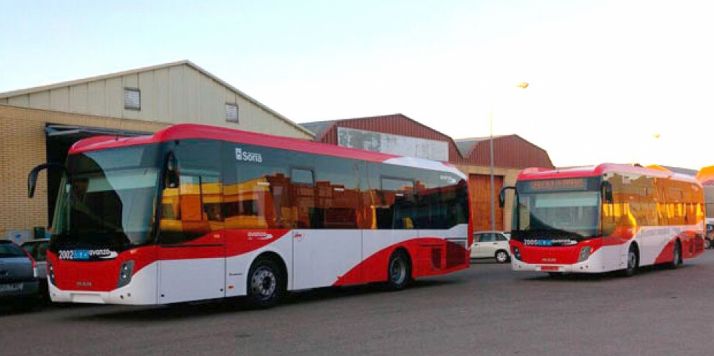 Dos de los nuevos autocares del servicio en la capital. 