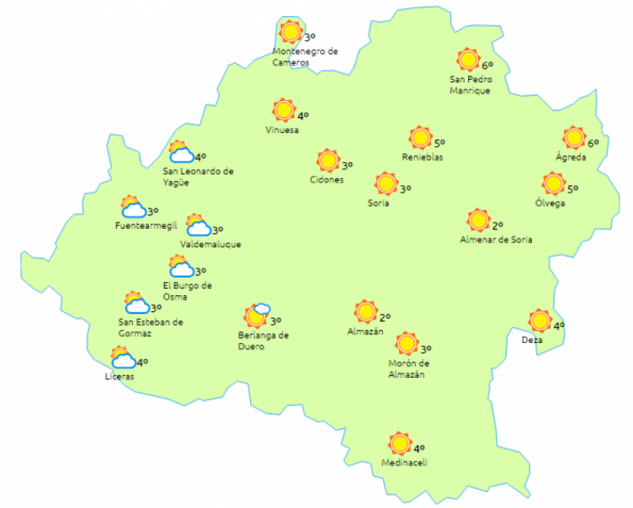 El tiempo en Soria para este sábado. /eltiempo.es