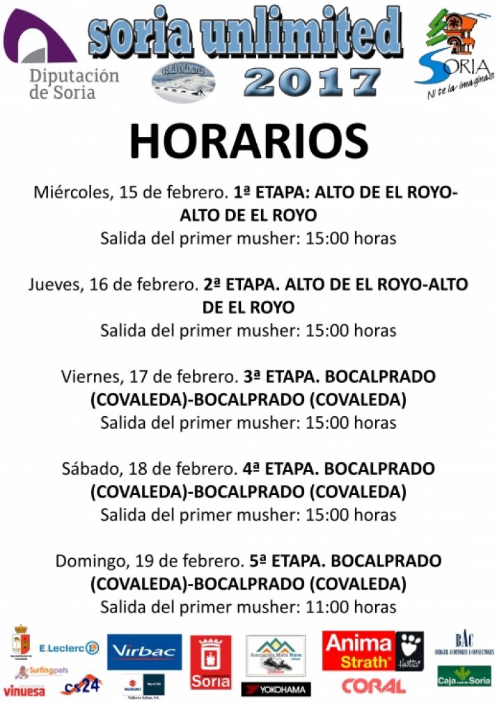 Horarios de las etapas.