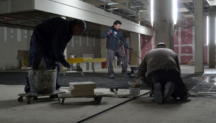 Trabajadores de la construcción en un edificio en Soria./SN