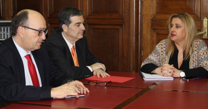 Yolanda de Gregorio, Alberto Santamaría y Miguel Lázaro este martes. /Subdeleg.