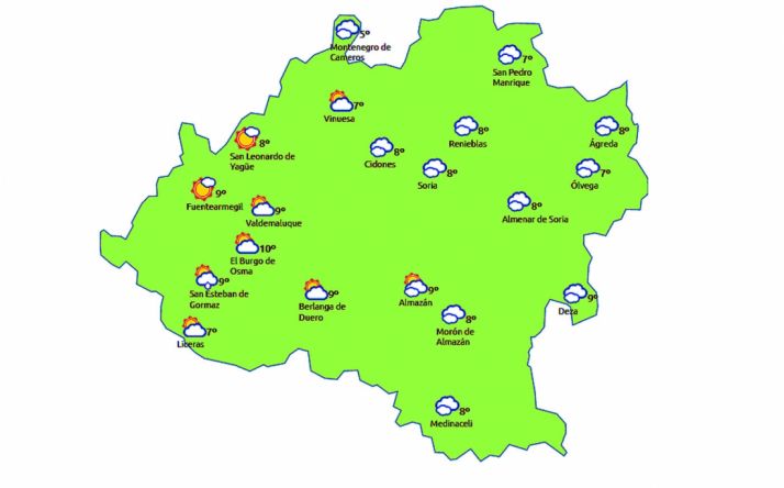 Previsión para este viernes./eltiempo.es