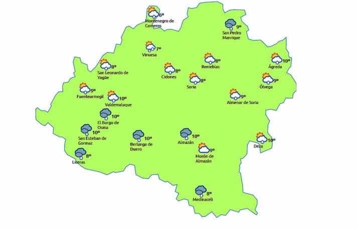 Previsión para este lunes./eltiempo.es