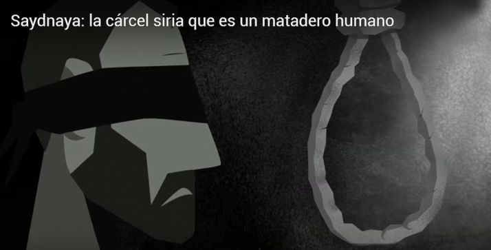 Una imagen del video de AI sobre el penal de Saydnaya.