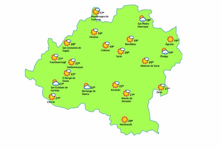 La previsión para este lunes./eltiempo.es