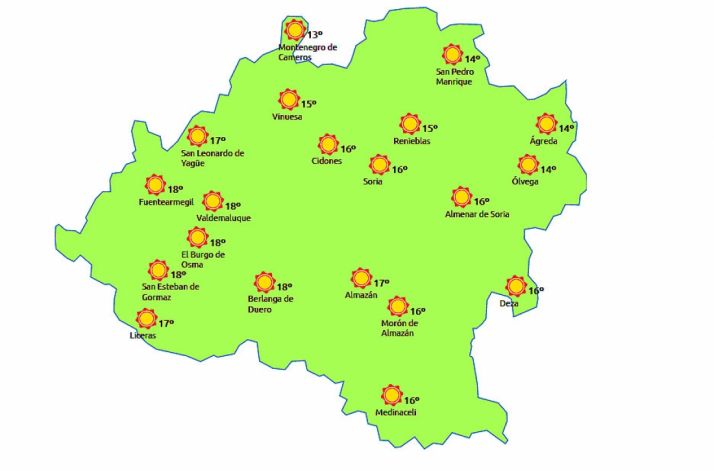El mapa para este jueves./eltiempo.es