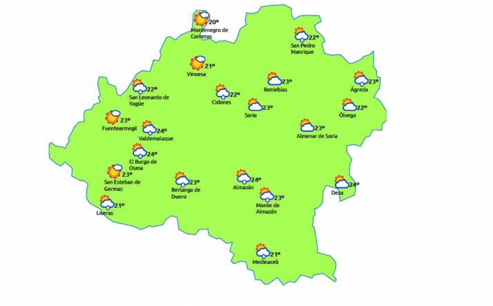 La previsión para este lunes./eltiempo.es