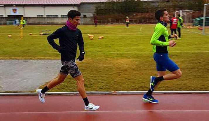 Mateo (dcha.) y Bascuñana entrenando.