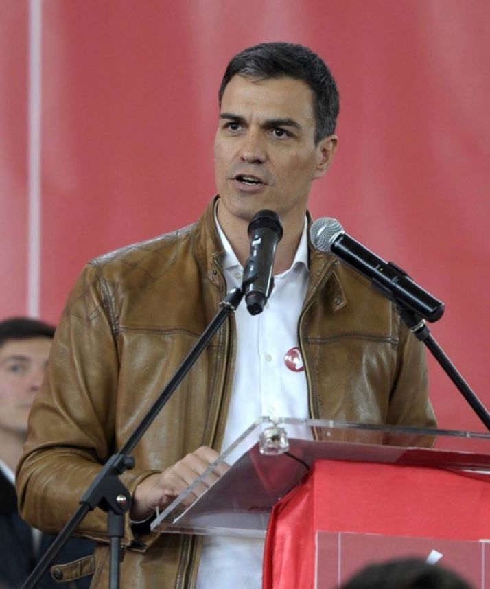 Pedro Sanchez en un acto de campaña.