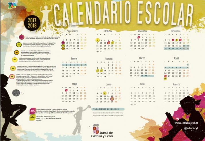 El calendario oficial para el curso 2017-2018.