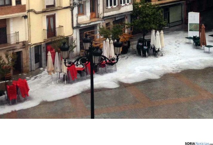 Imagen de la plaza Mayor de Ágreda esta tarde. /SN