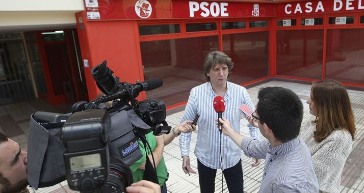 Mínguez compareciendo ante la prensa en estos comicios del partido. /SN