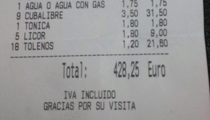 Detalle de la factura.