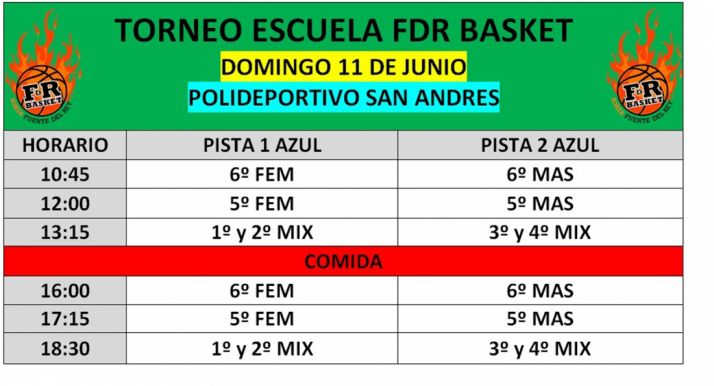 Calendario de la jornada. 