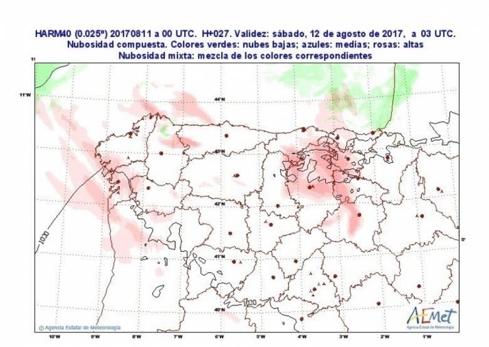 Puntos más fríos de la comunidad. / Aemet.